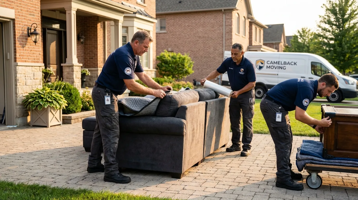 Large estate moving crew wrapping furniture in Casper, WY
